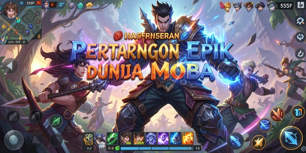 Screenshot gameplay MOBA 555F yang menarik dan dinamis.