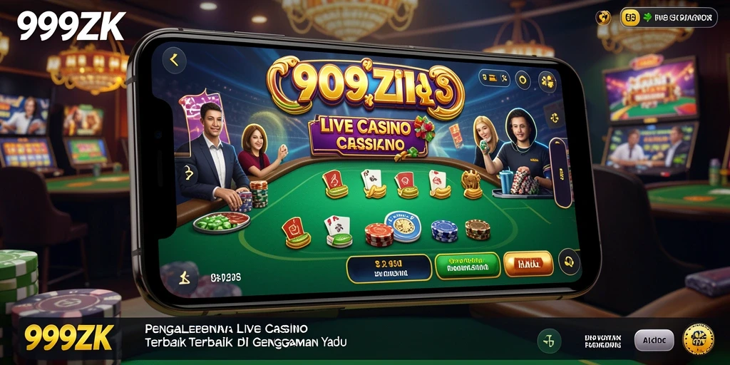 Screenshot gameplay 999ZK menampilkan dealer profesional dan pengalaman bermain kasino yang nyata.
