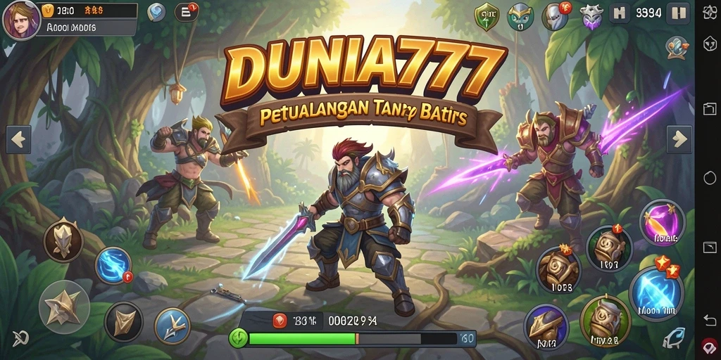 Tampilan epic petualangan RPG DUNIA777 dengan karakter unik.