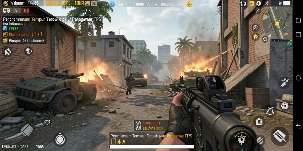 Screenshot dari gameplay FW66 menampilkan aksi tempur yang mendebarkan.