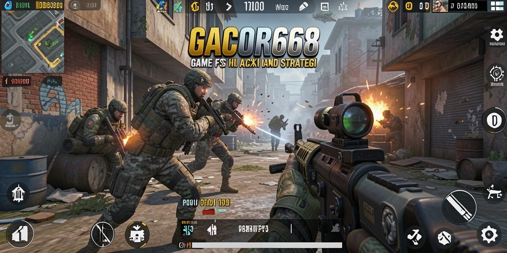 Screenshot gameplay utama GACOR668 yang menunjukkan aksi pertempuran seru.