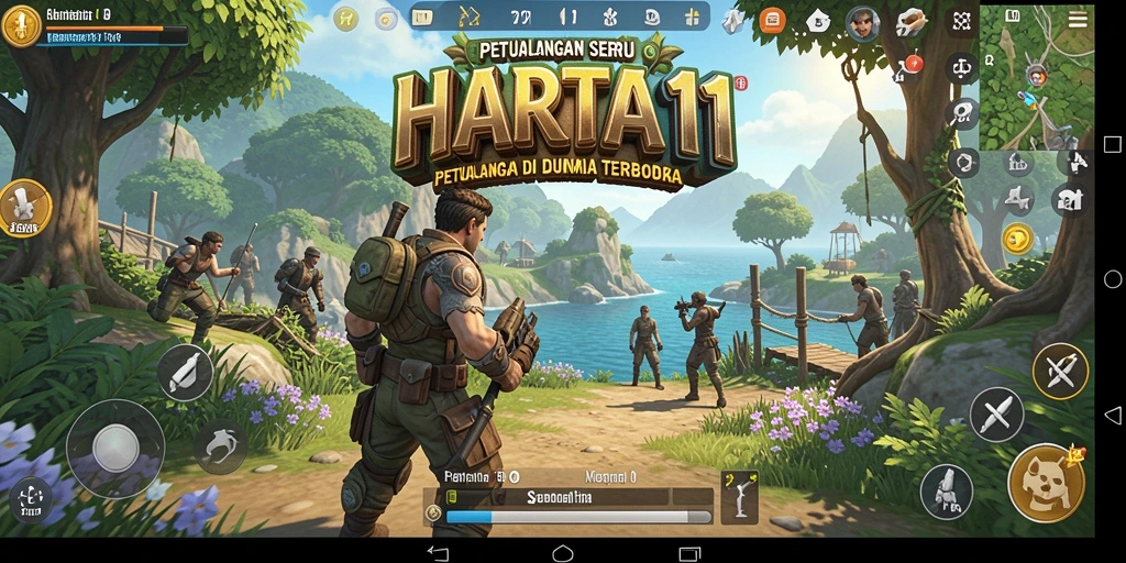 Screenshot gameplay HARTA11 menunjukkan petualangan seru di dunia terbuka.