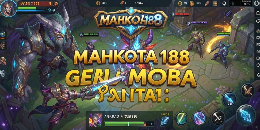 Tampak gameplay MOBA yang mendebarkan dalam MAHKOTA188.