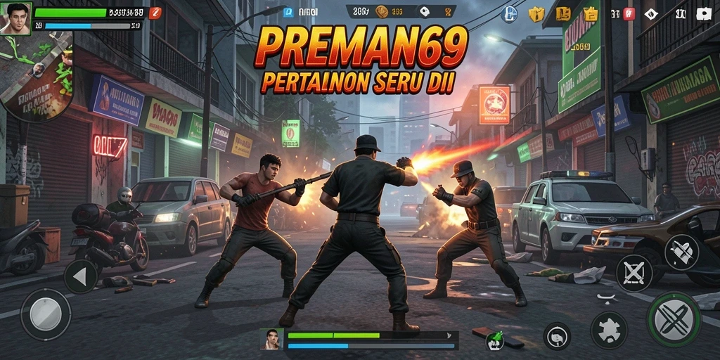 Tangkapan layar aksi pertarungan dalam PREMAN69 yang mendebarkan.